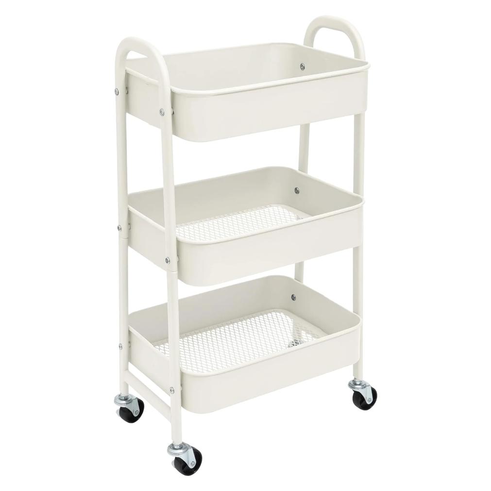 Storage cart with wheels kitchen cart with wheels 3levels rolling cart organizer for bedroom bathroom office,multi-purpose cart белый