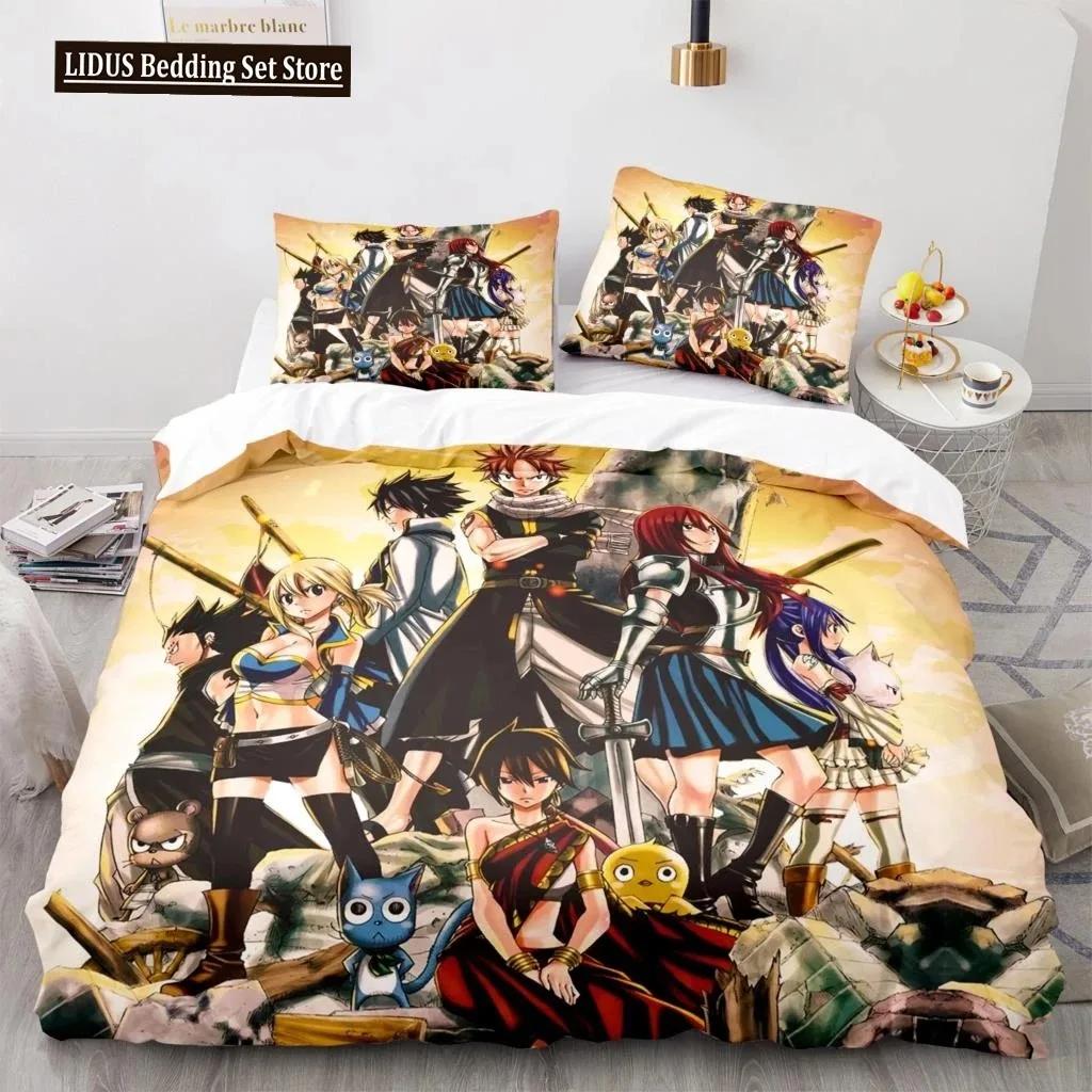 Comforter New Fairy Tail Bedding Set Japanese Anime Boys Girls Gift Bedroom Decor Single Twin Full Queen Size Home Textiles