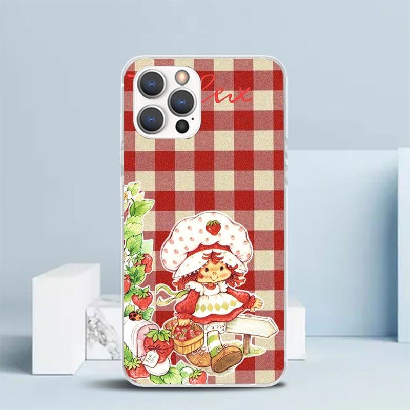 Strawberry Cartoon Girl Soft Cover for iPhone 16 17 Air 15 14 Pro Max 16E Phone Case 13 Mini 12 11 7 SE 8 Print Pattern Fit Case