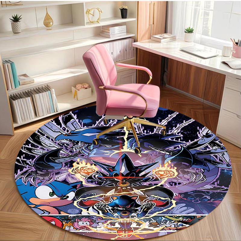 Sonic Print Round Rug, Washable Floor Carpet, For Entryway Dorm Laundry Room Office Study, Home Decor Birthday Christmas Gift