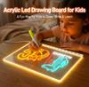 Tableau Message Acrylique Lumineux LED Effaçable Tableau à Dessin USB Cadeau d'Anniversaire Publicité de Bar pour Activités Créatives avec Support