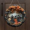 Five Witches Halloween Door Decorations Wear Resist Halloween Wreath Decoration Wood Holiday Doorplate for Home Front Door Decor