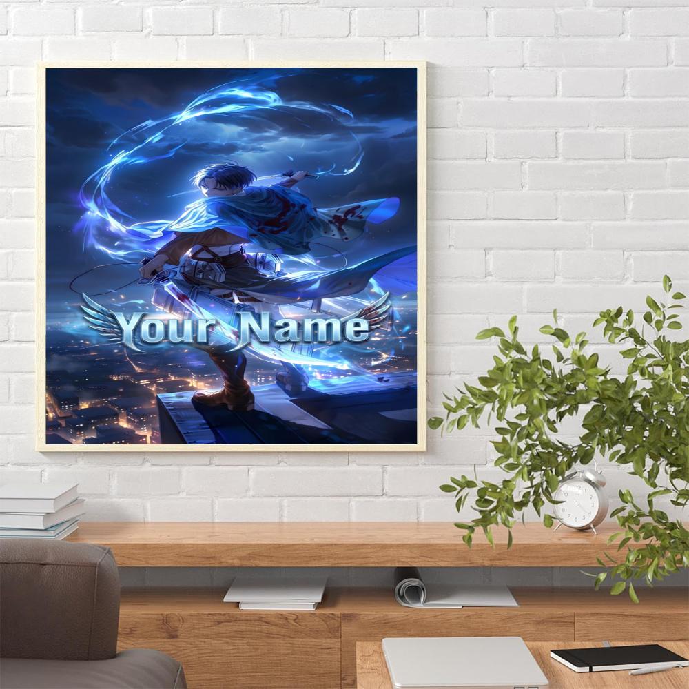 Attack Titan Customize Your Name Diamond Painting Round Diamond Rhinestones Mosaic Diamond Embroidery Wall Paintings Rhinestones Gift Frameless