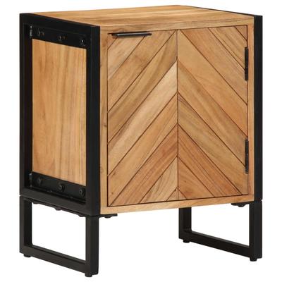 Nightstand Brown 40 X 30 X 50 Cm Solid Acacia Wood and Metal