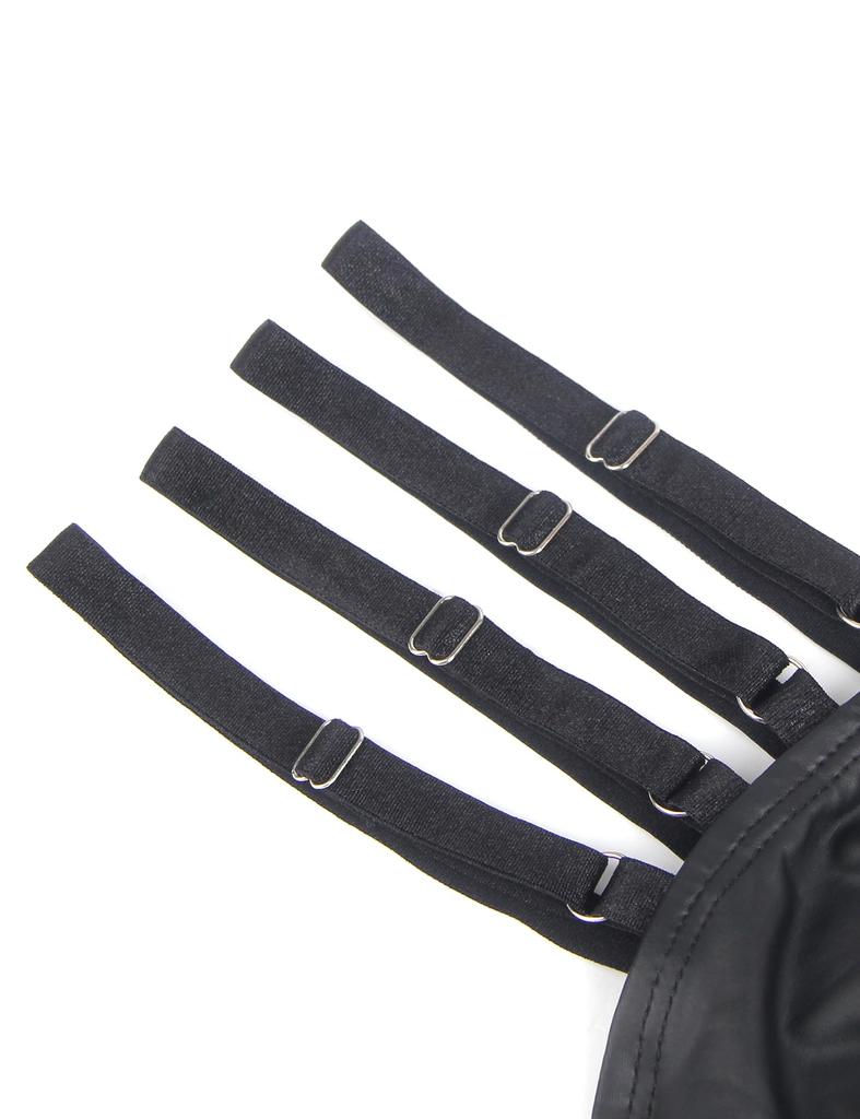 Sexy PU Leather Front Plus Sexy Lingerie for Men [ohyeah] Men's Thongs, Underwear, G-String, Breathable, Rivet-Decorated, U-Shaped Pouch, Bulge,