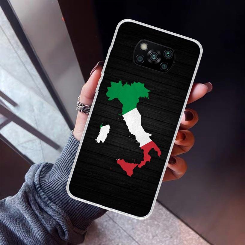 Italy Flag Phone Case For Xiaomi Poco X5 X6 X7 Pro F7 Ultra M7 Redmi 15C 15 13C 13 12C 12 10 10C 10A 9 9C 9T 9A Cover Poco X3 X5