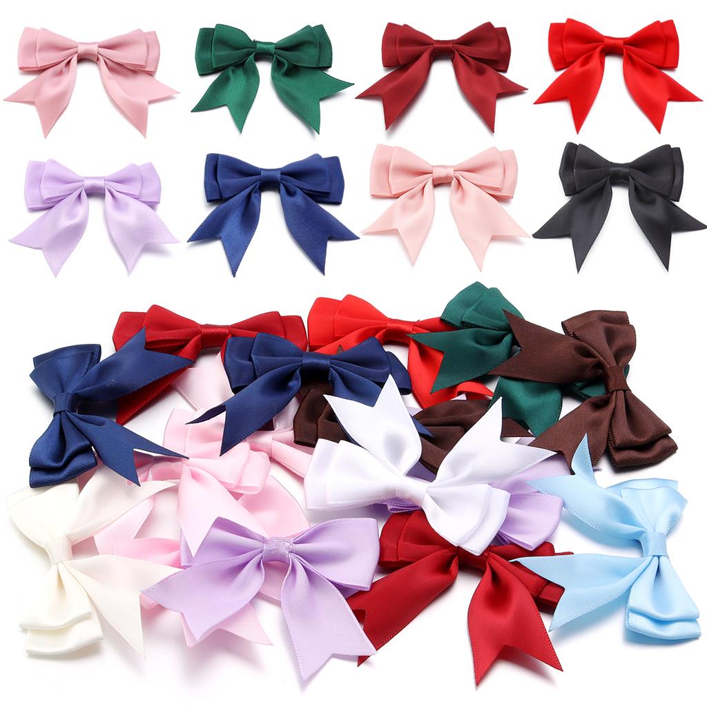 10pcs Satin Ribbon Bows Colourful Polyester Double Layer Swallowtail Bowknot For DIY Wedding Party Clothing Headwear Gifts Decor