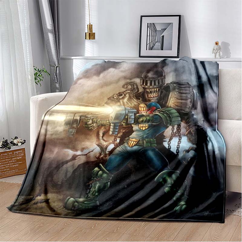 Dredd Judge Helmet Fire Movie Poster Print Soft Flannel Throw Blanket Warm Sofa Couch Bed Home Decor Cover For Action Fans