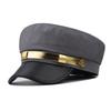 Cotton Sailor Cap Gold Band Flat Top Beret Vintage Captain Hat  For Men Women
