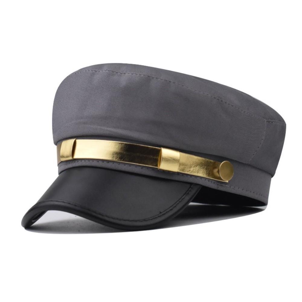 Cotton Sailor Cap Gold Band Flat Top Beret Vintage Captain Hat For Men Women
