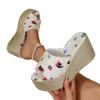Foreign trade large size 36-43 casual denim with cool slippers women's shoes 2024 autumn new wedge slippers