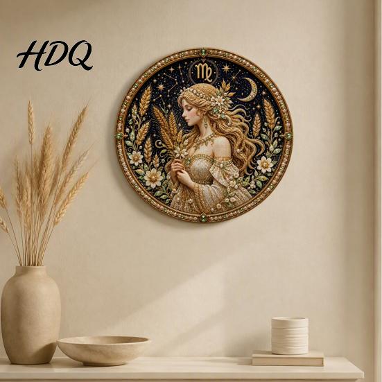 Gwiazdowa Mapa Nieba Strażnika Znak Zodiaku Zestaw Sztucznych Pereł 12 Znaków Malowanie DIY Zestawy Rękodzieła Okrągły 3D Zestaw Ścienny z Konstelacjami dla Dorosłych Ręcznie Robiony Dom