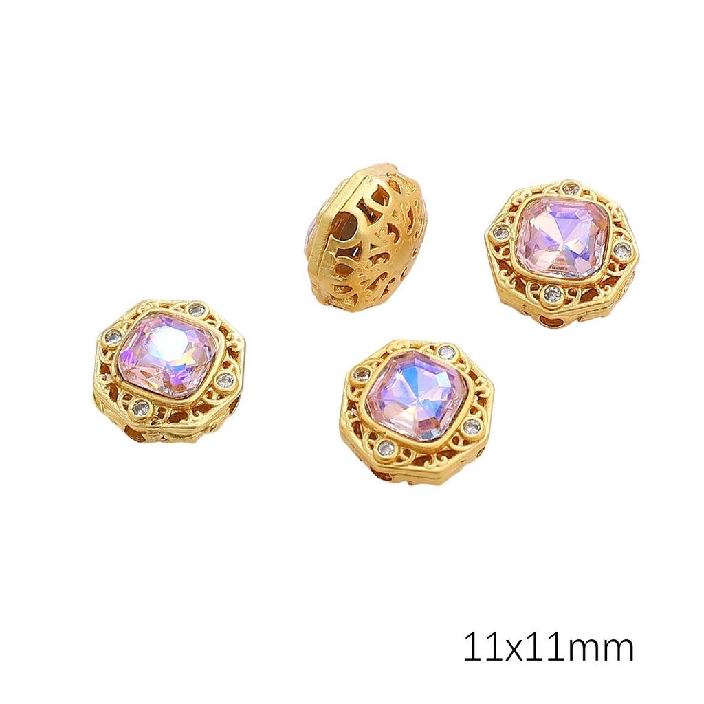 Pozlacené prolamované korálky s kočičím okem a imitací nefritu pro výrobu šperků DIY