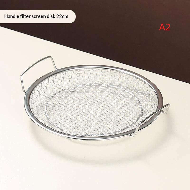 1/2 Stück Heißluftfritteuse BBQ Filter Premium Edelstahl Öl-Sieb mit Auffangschale Frittier-Netz Sieb Speisen-Abtropfkorb