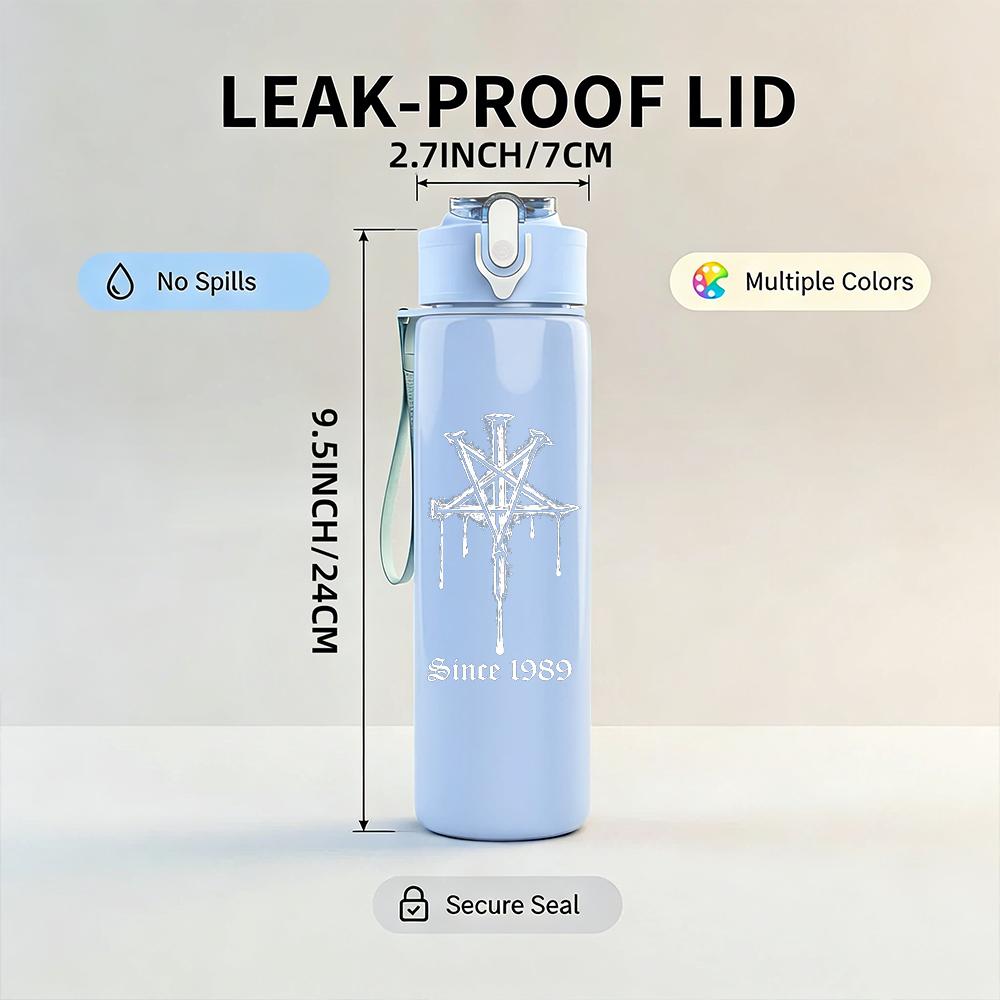 1PC Blank Faded White Minimalist Texture Print 750ml Portable Sports Water Bottle Leakproof Gym Outdoor Travel Drink Cup