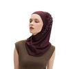 Women Solid Color Lace Rhinestone Muslim Hijab Wrap Islamic Scarf Cap Head Cover