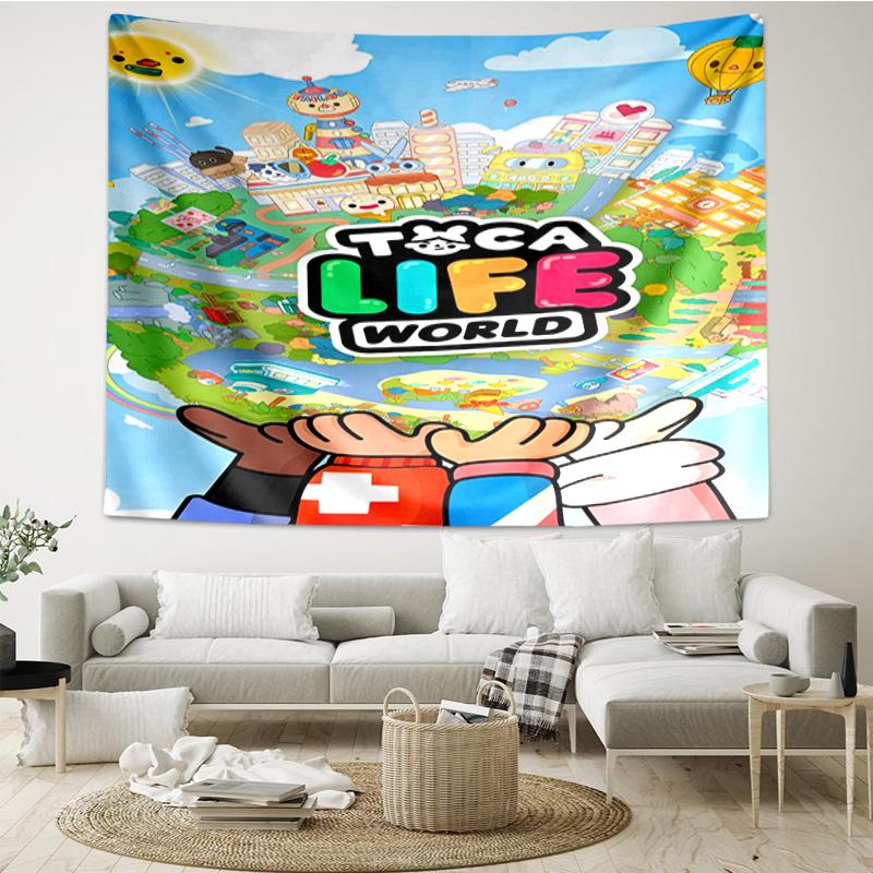 Personaggi del Gioco Toca Boca in Rete Arazzo Decorazione per Stanza Appeso a Parete per Soggiorno Camera da Letto, dormitorio, Regali di Compleanno e Natale
