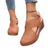 Damen Hollow Out Peep-Toe Sandalen - Verstellbarer Riemen Plateau Wedge mit Klettverschluss, Modische Freizeit-Sandalen