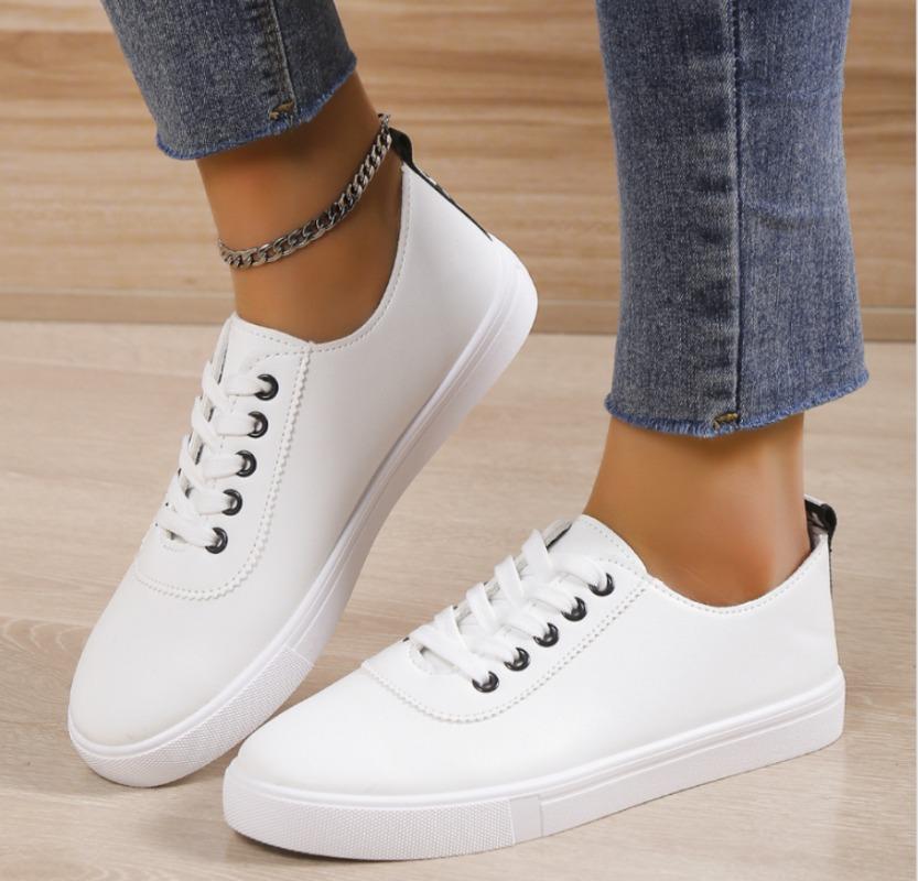 Mode Nouveaux Mocassins d'Automne pour Femmes Bout Rond Chaussures à Lacets pour Femmes Antidérapantes Extérieur Décontracté Mocassins Plateforme Robe Toile Blanc Cassé Chaussures
