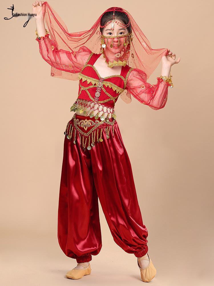 Kinder Indischer Jasmin Prinzessin Tanzkostüm - Ethnische Langarm Performance Outfit