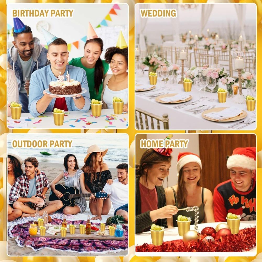 50pcs Plastic Shot Glasses Disposable Shot Cups Mini 2oz Party Cups Golden Water Cups Unbreakable Plastic Drinking Glasses Plastic Beer Cup