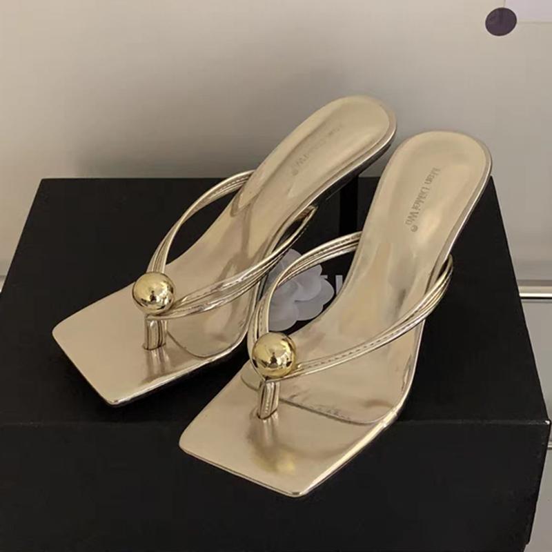 Fashion Women High Heels Slippers Designer Heeled Sandals Elegant Shoes Woman Summer 2025 Trend Fashion Fliop Flops Casual Slides Mujer