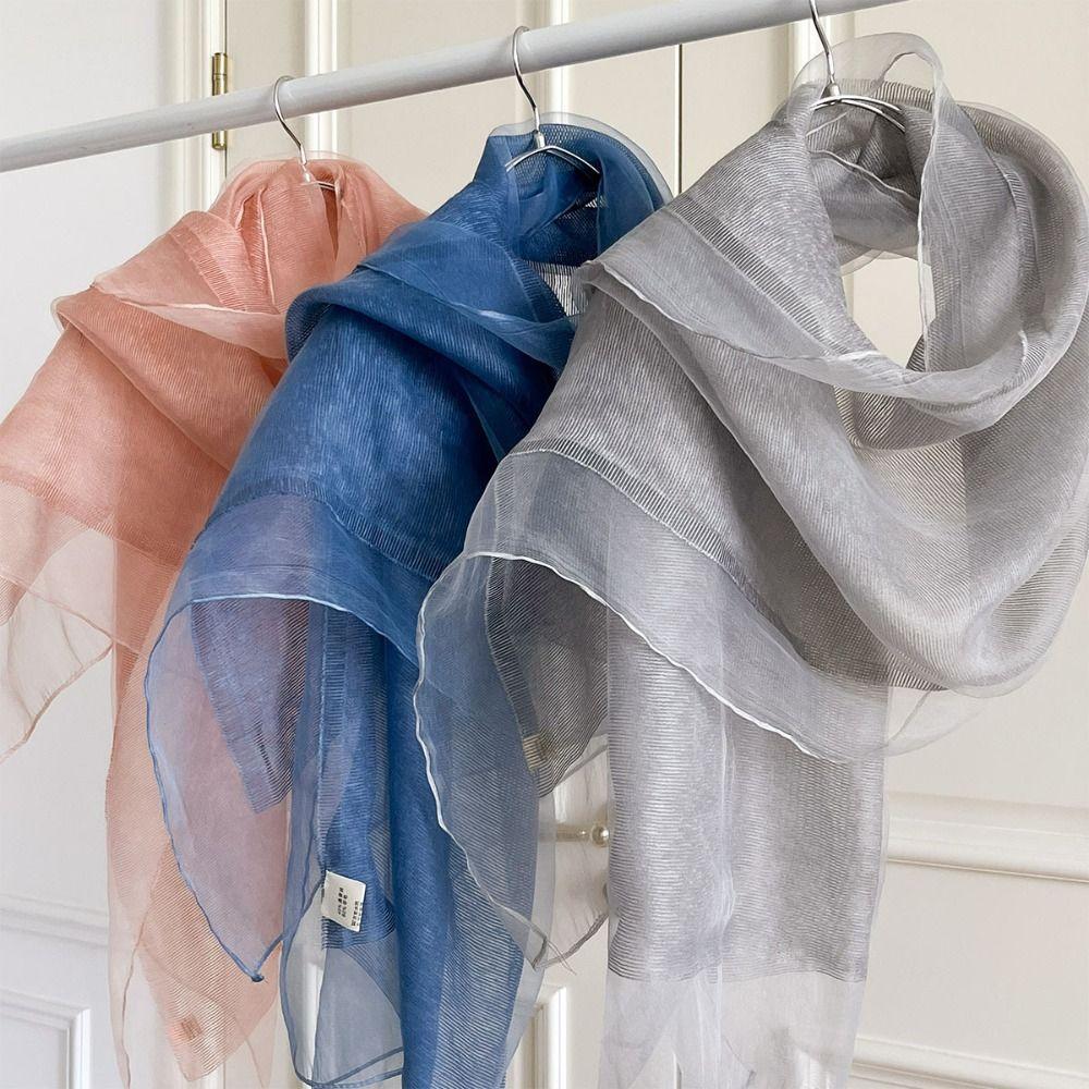 Solid Color Silk Scarf Long Hijab Scarf Fashion Warm Shawl Autumn and Winte