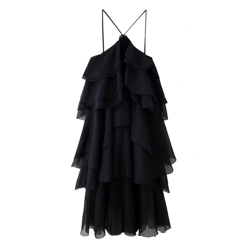 Rochie europeană americană pentru femei, multicoloră, stratificată, cu gât halter și imprimeu floral