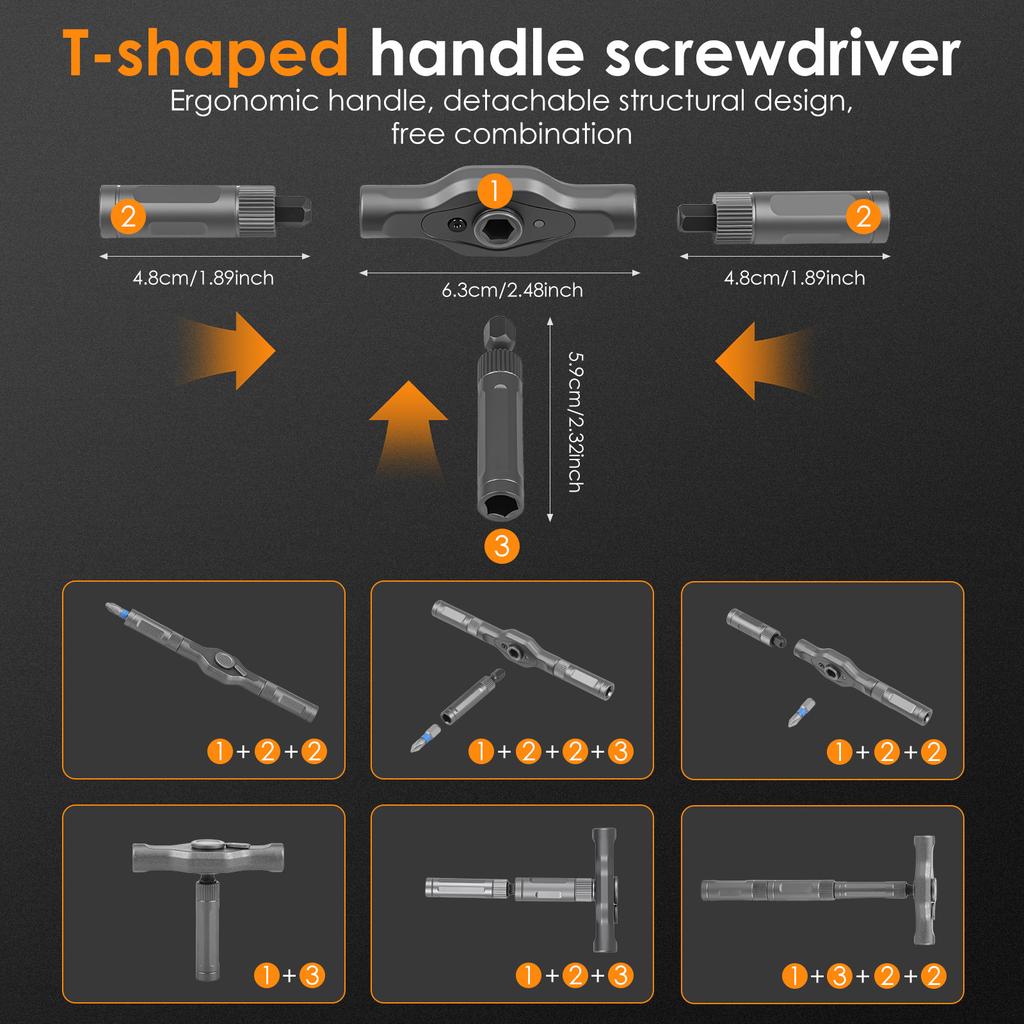 42 in 1 Magnetic Screwdriver Set Multi-functional Ratchet Screwdriver Set Multi Bit Drive Set for Furniture Computer Repair Tool