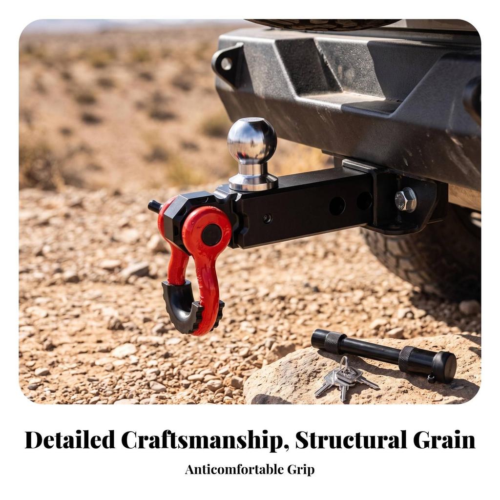 Solid Shank Hitch Ball with Hook guard Rubber Isolator Insert, Towing