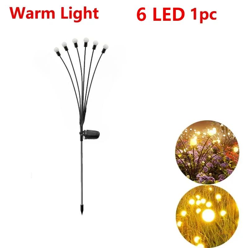 Solar LED Lights Garden Firework Warm Lights Outdoor 6/8 LEDs Waterproof Firefly Lawn Lamps Patio Pathway Decoration