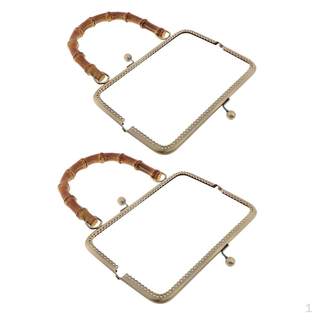 

2 шт. Зажимы для закрытия сумок Металлические вешалки для сумок Ручка из бамбука для DIY Сумка, Бронза