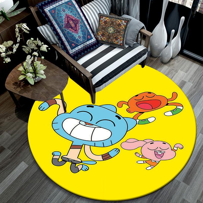 Gumball Cartoon pattern round rug,Carpet Rug for Living Room Bedroom Playroom ,Non-slip Floor Mat,Holiday Gifts and Birthday Gifts.