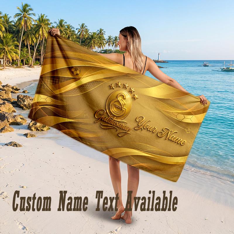 Galatasaray FC Design Beach Towel Custom Text Large Towel for Beach Vacation