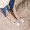 Patent leather square head single shoes women's low heel round heel rhinestone bow temperament fairy sheepskin flat women's shoes
