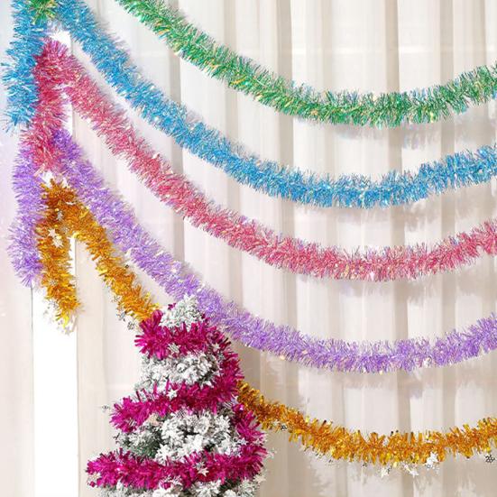 Tinsel Twist Garland Fade-resistant Dense Gorgeous Foil Madder Outdoor Indoor Xmas Tree Garland Decor for Party
