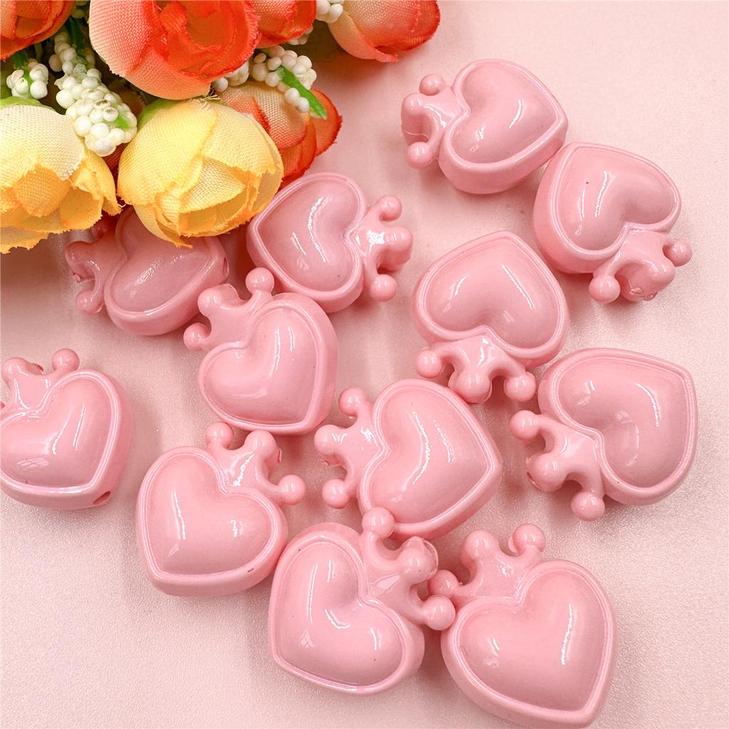 Home Party Supplies Crown Heart for Bracelet Necklace Accessories Jewelry DIY 12pcs Loose Beads Charms 21.4*24.4mm Pendants Material With Hole