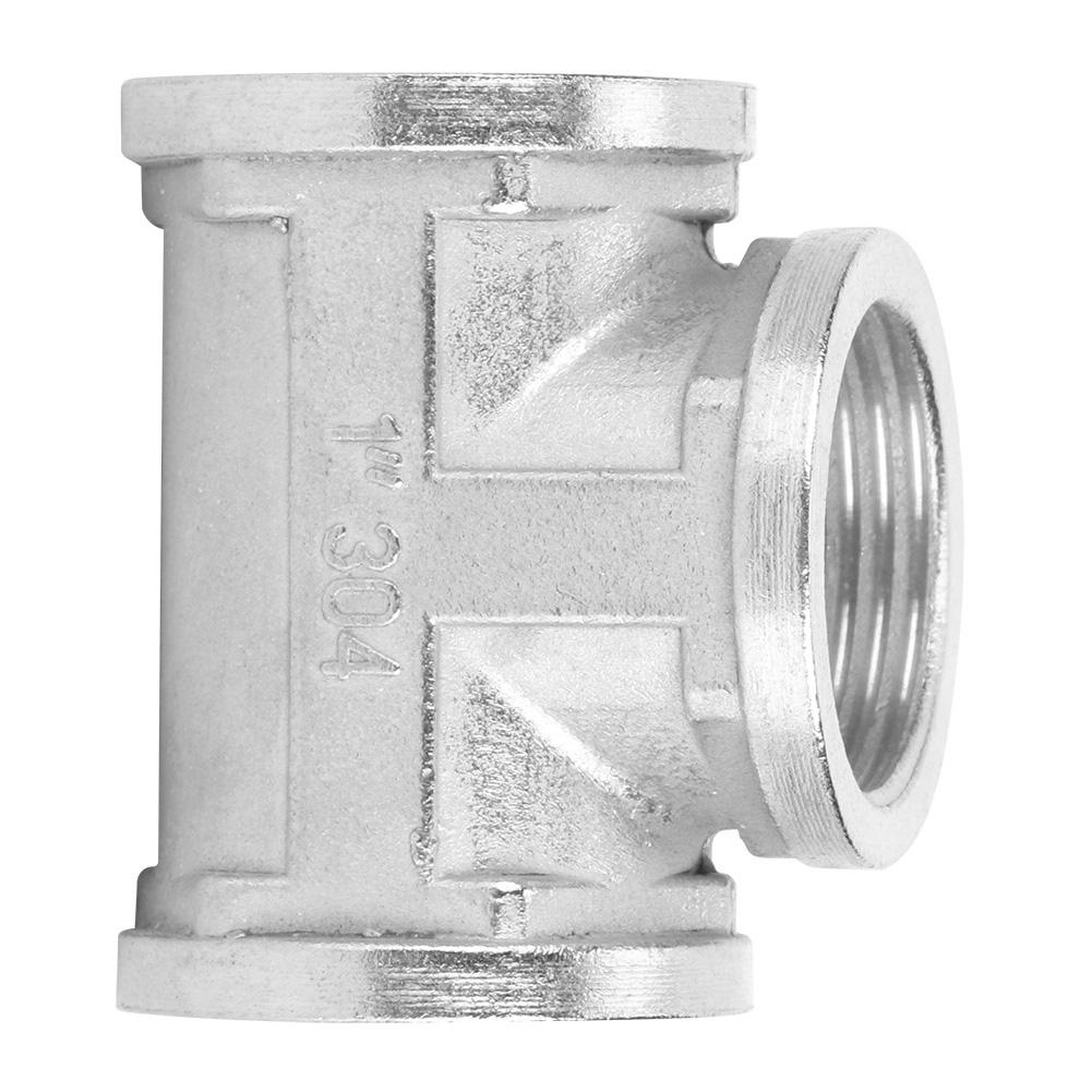 Conector T Filetat pentru Țeavă din Oțel Inoxidabil 304 pentru Raft Țeavă Industrială Instrument de Uz Casnic 1in x 1in x