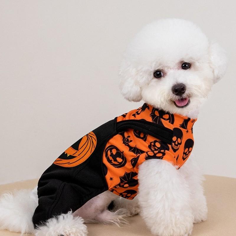 2026 Winter Dog Clothes Halloween Dog Costume Funny Pumpkin Pet Jumpsuit Cat Puppy Sweatshirt Chihuahua Bichon Four Legged Coat