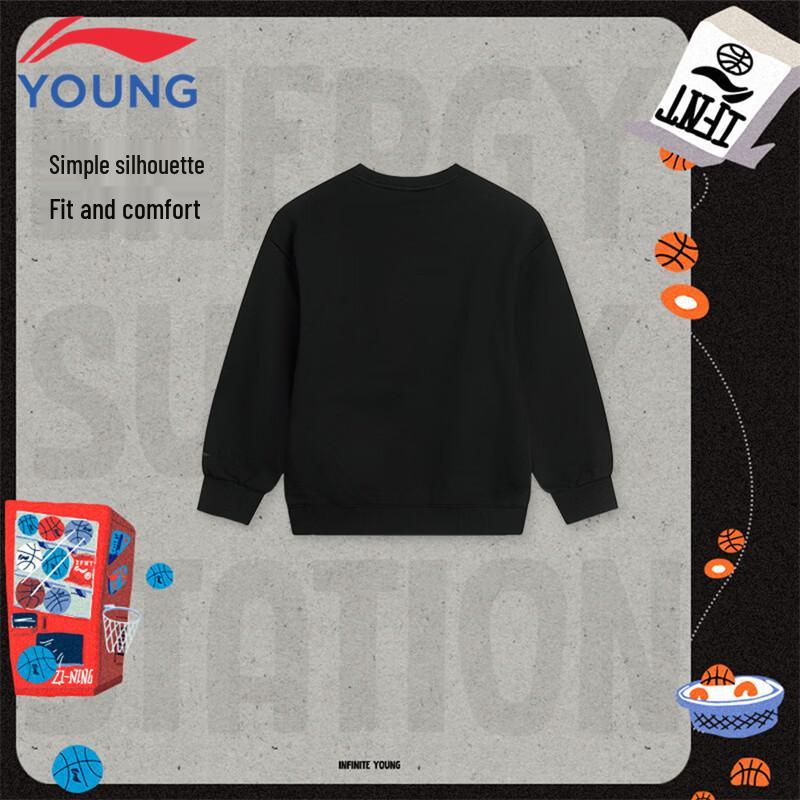 LI-NING Kids' Fleece-Lined Thermal Pullover Sweatshirt
