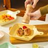 Cream Wind Ceramic Western Food Plate Restaurant Household Baking Plate With Handle Vegetable Plate Baking Plate Baked Rice Plate Salad Plate