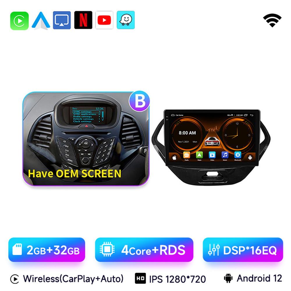 9" Car Radio For Ford FIGO 2015-2018 Android12 GPS Navigation Auto Multimedia Player Wireless Carplay Rear Camera 360 WIFI BT 4G