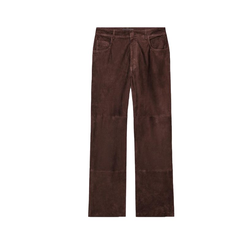 

Suede Texture Leather Shirts Outerwear 1966047 Mid Waist Fashion Temperament Casual Trousers 1966049 Brown pants L