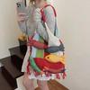 WTEMPO Ethnic-style Crossbody Single Shoulder Bags with Fish Doll Contrast Color Design Versatile Commuting/Shopping Bags Maillard Style Handbag Gifts