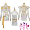 Halloween KPOP Demon Hunter Girl Group Costume - Rumi, Zoey, Mira White Performance Outfit