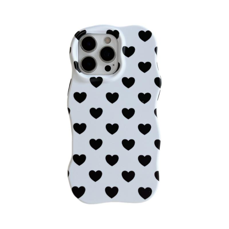 Korean Style Small Heart Frosted Wavy Phone Case for iPhone 16 Pro Max/17/15/14
