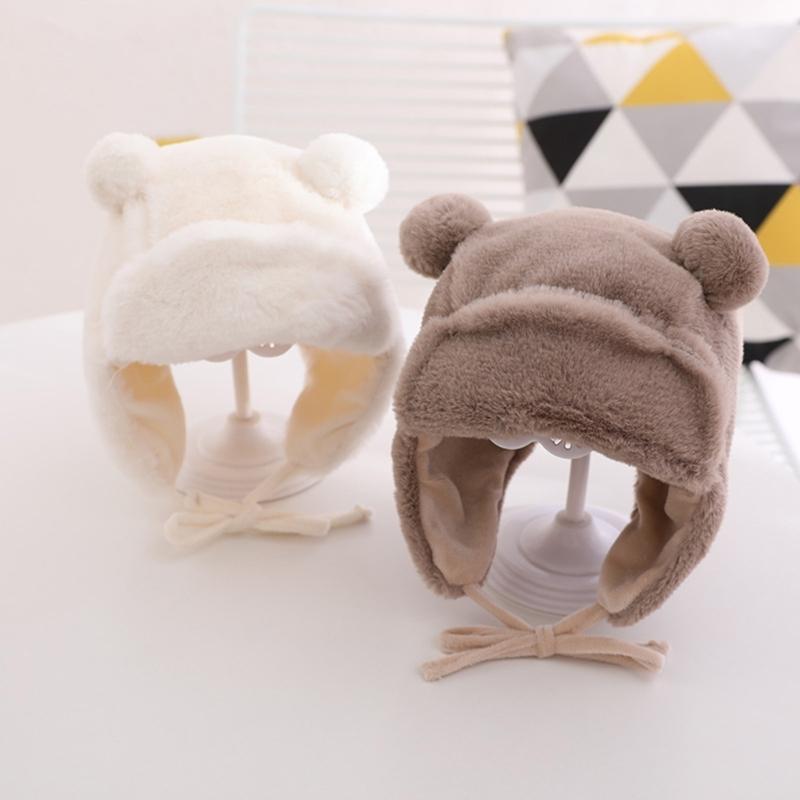 Stylish Kids Bonnet Hat with Earflaps Warm Lined Cap Soft & Warm Bear Baby Hat Ear Protections Cap for Boys & Girls Gift