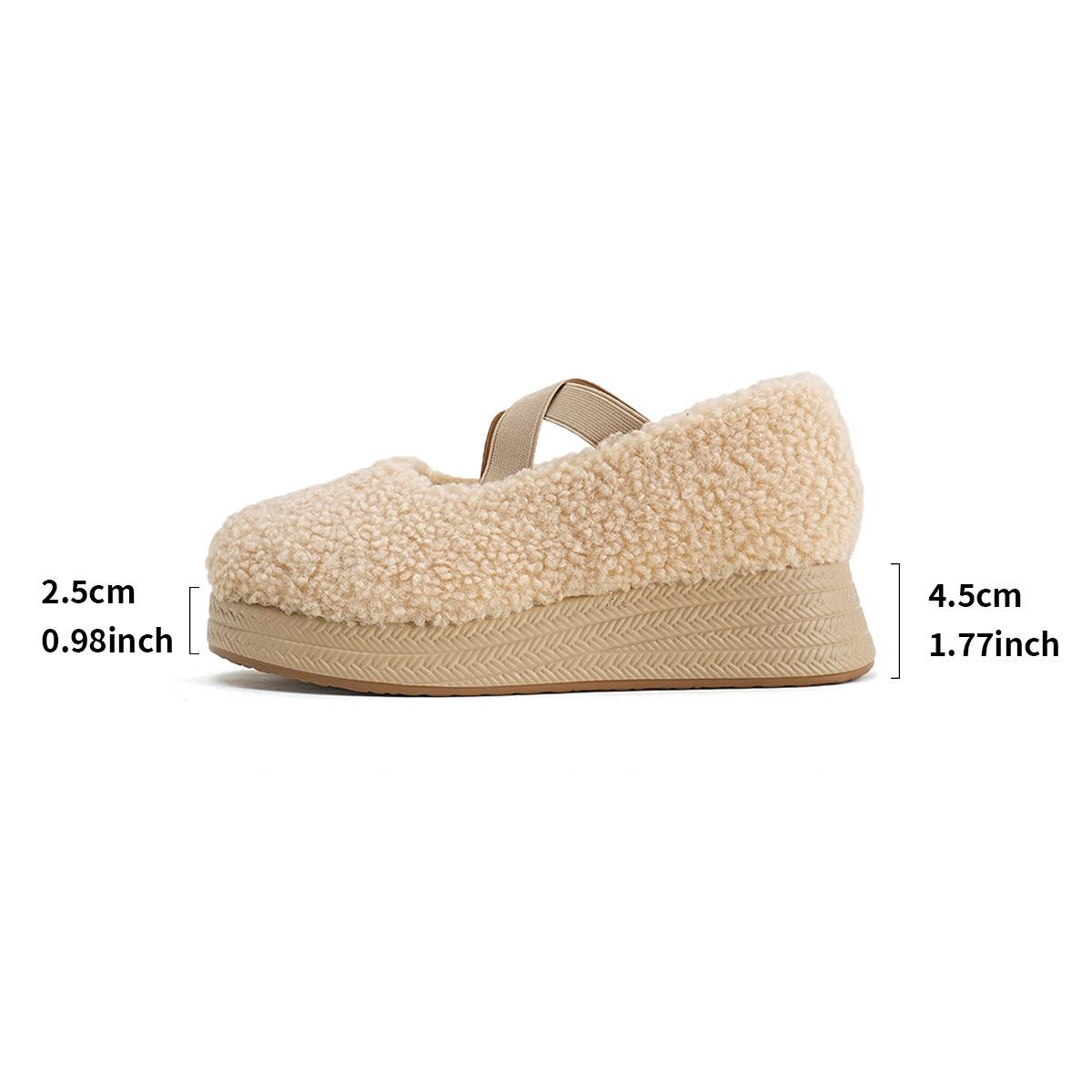 

Platform Fur Slip on Loafers Women Winter Plush Warm Cotton Shoes Wedegs Plus Size Moccasins Cross Strap Women s Pumps Shoes 36 бежевий