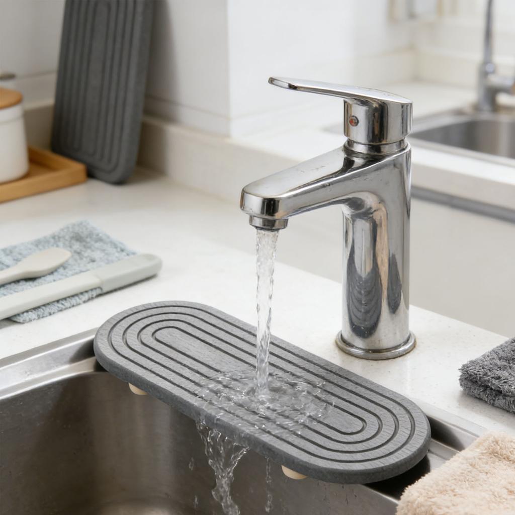 Water Absorbing Stone Tray for Sink Diatomite Quick Drying Stone Sink Tray for Kitchen Countertop Faucet