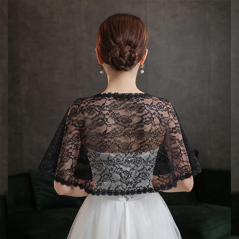 Damen Spitzen Kurzcape Jacke - Sommer Brautstola Wickel, Dünner Vielseitiger Umhang für Hochzeitskleider